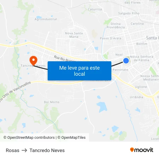 Rosas to Tancredo Neves map