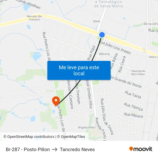 Br-287 - Posto Pillon to Tancredo Neves map