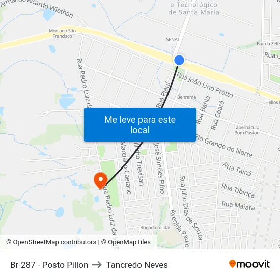 Br-287 - Posto Pillon to Tancredo Neves map