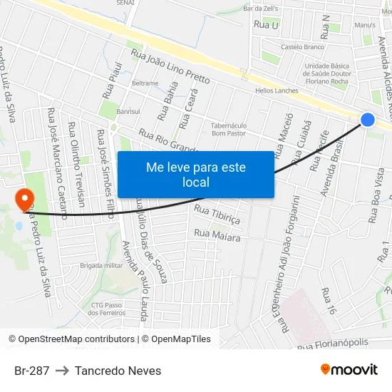 Br-287 to Tancredo Neves map