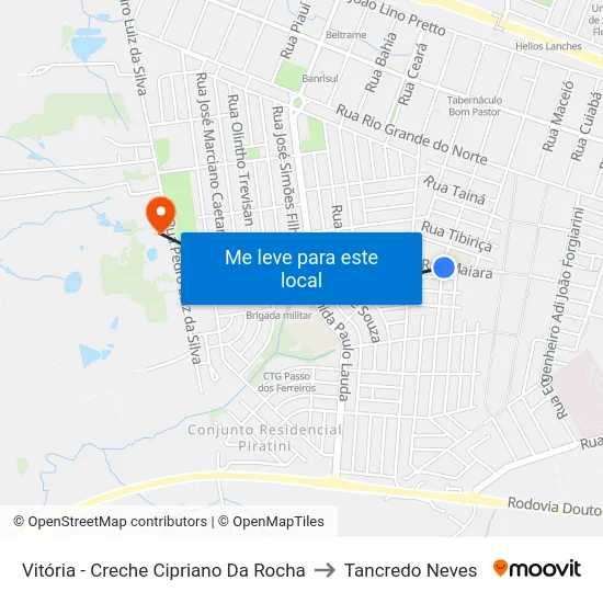 Vitória - Creche Cipriano Da Rocha to Tancredo Neves map