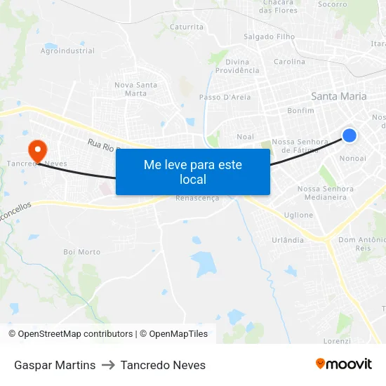 Gaspar Martins to Tancredo Neves map