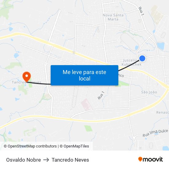 Osvaldo Nobre to Tancredo Neves map