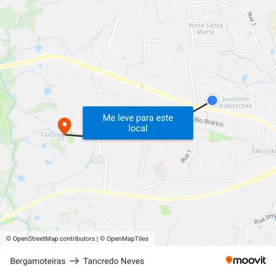 Bergamoteiras to Tancredo Neves map