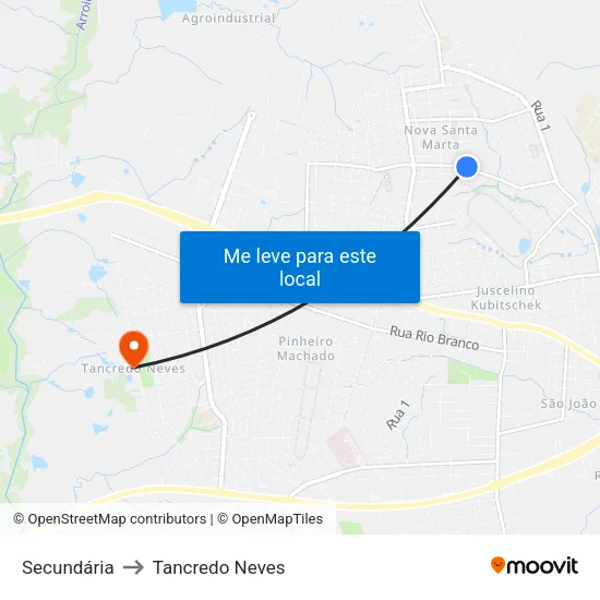 Secundária to Tancredo Neves map