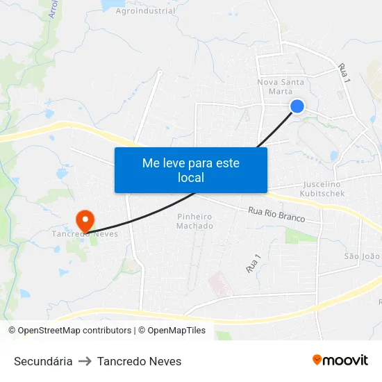Secundária to Tancredo Neves map