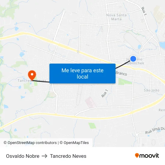 Osvaldo Nobre to Tancredo Neves map