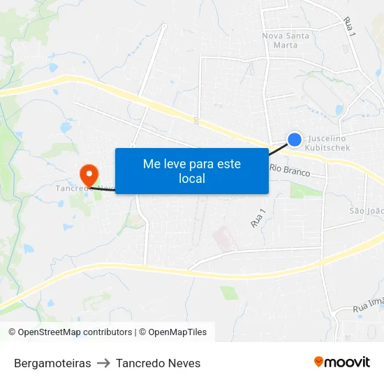 Bergamoteiras to Tancredo Neves map