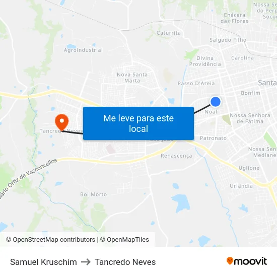 Samuel Kruschim to Tancredo Neves map