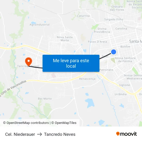 Cel. Niederauer to Tancredo Neves map