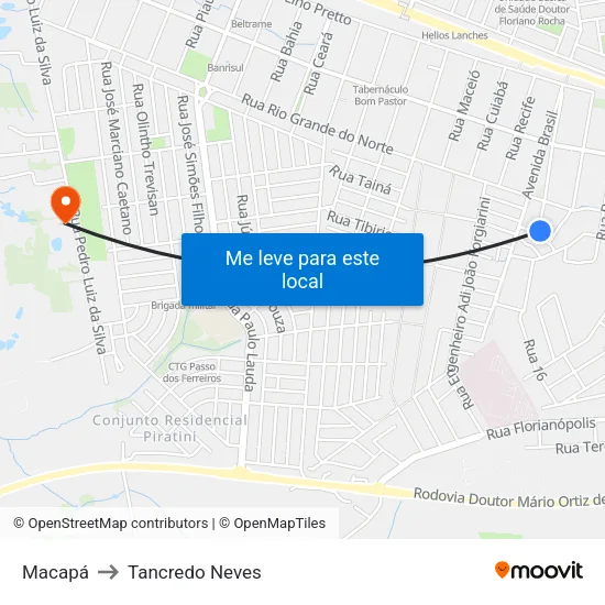 Macapá to Tancredo Neves map