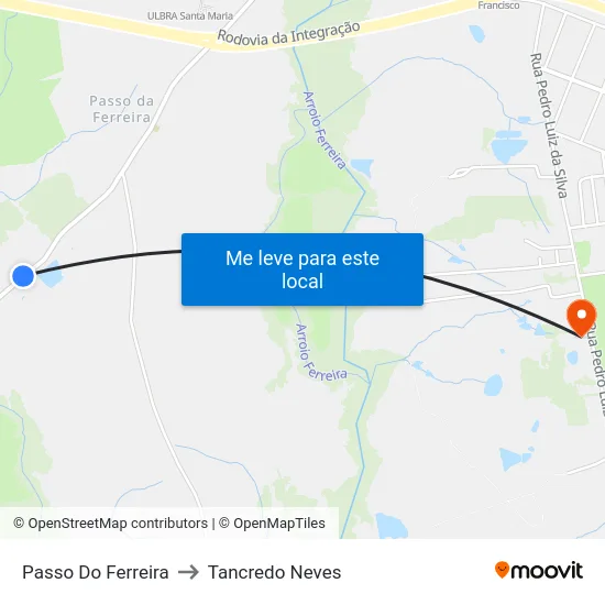 Passo Do Ferreira to Tancredo Neves map