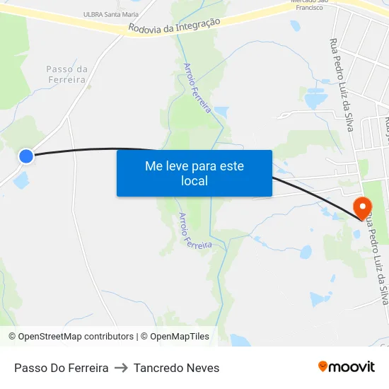 Passo Do Ferreira to Tancredo Neves map