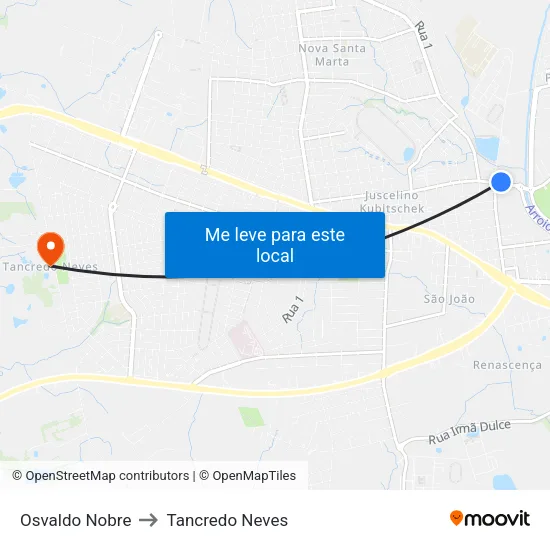 Osvaldo Nobre to Tancredo Neves map