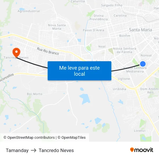 Tamanday to Tancredo Neves map
