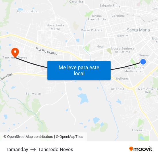 Tamanday to Tancredo Neves map