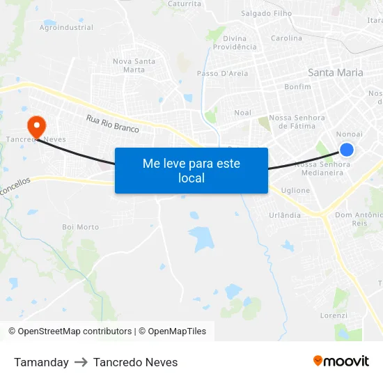 Tamanday to Tancredo Neves map