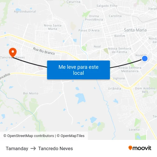 Tamanday to Tancredo Neves map