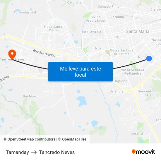 Tamanday to Tancredo Neves map