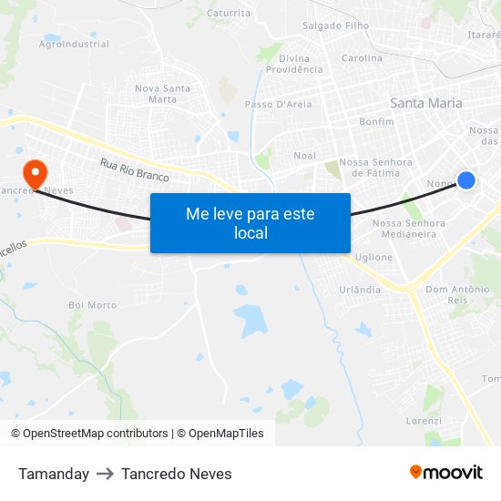 Tamanday to Tancredo Neves map