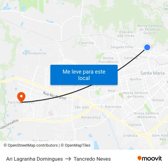 Ari Lagranha Domingues to Tancredo Neves map