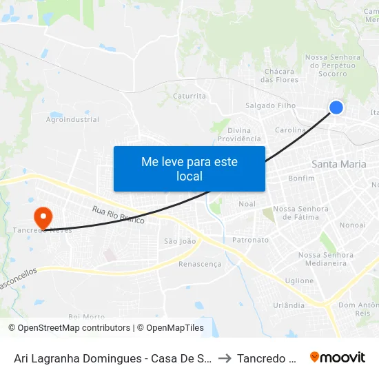 Ari Lagranha Domingues - Casa De Saúde / Upa to Tancredo Neves map