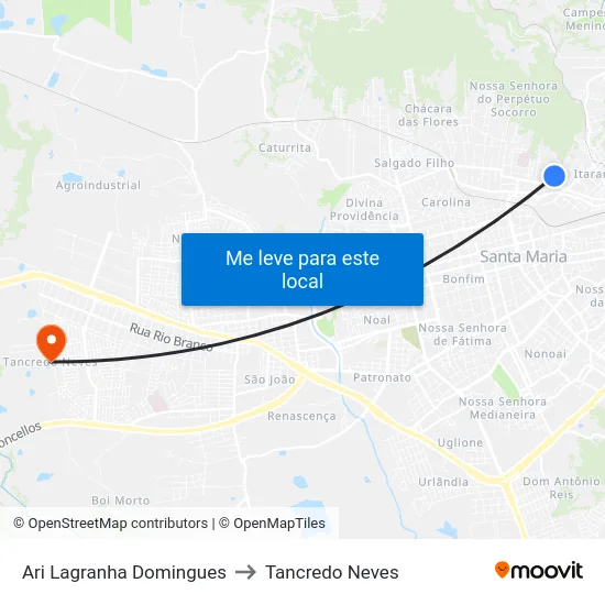 Ari Lagranha Domingues to Tancredo Neves map