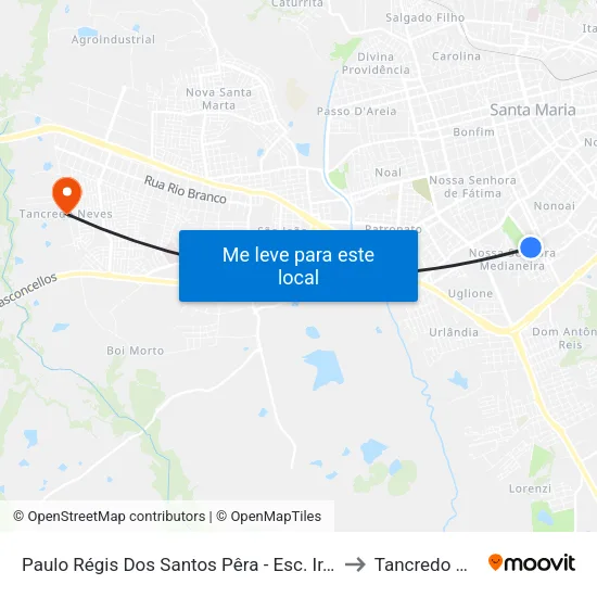 Paulo Régis Dos Santos Pêra - Esc. Ir. José Otão to Tancredo Neves map