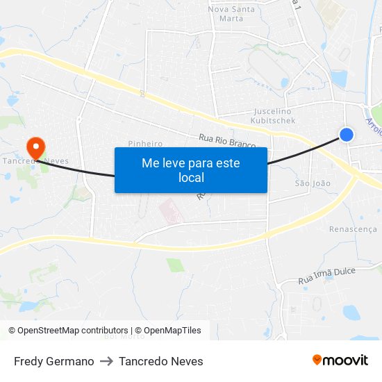 Fredy Germano to Tancredo Neves map