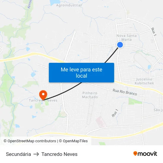Secundária to Tancredo Neves map