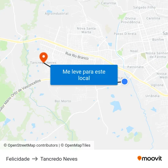 Felicidade to Tancredo Neves map