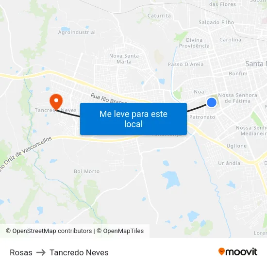 Rosas to Tancredo Neves map