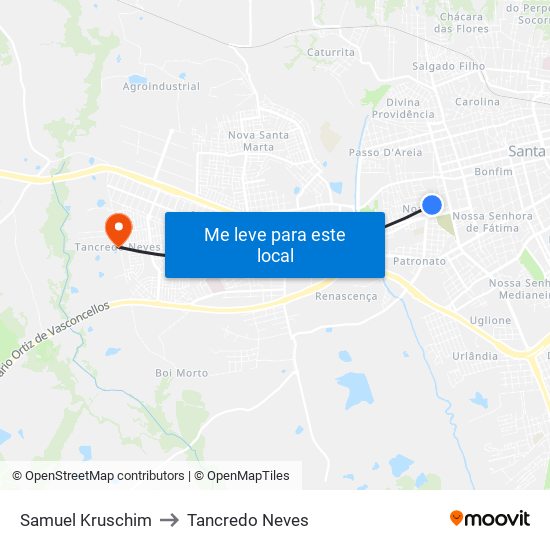 Samuel Kruschim to Tancredo Neves map