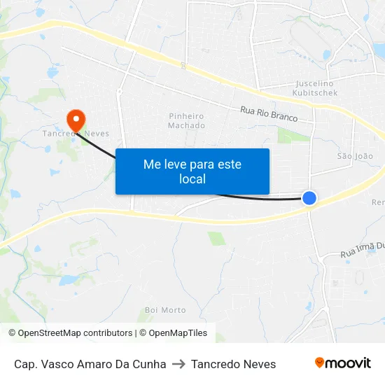 Cap. Vasco Amaro Da Cunha to Tancredo Neves map