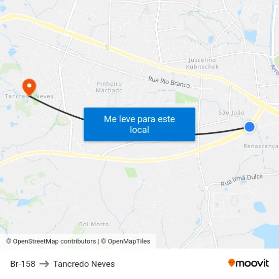 Br-158 to Tancredo Neves map