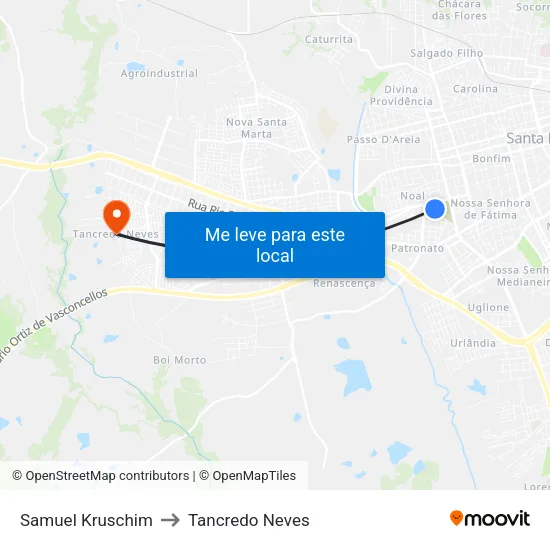 Samuel Kruschim to Tancredo Neves map