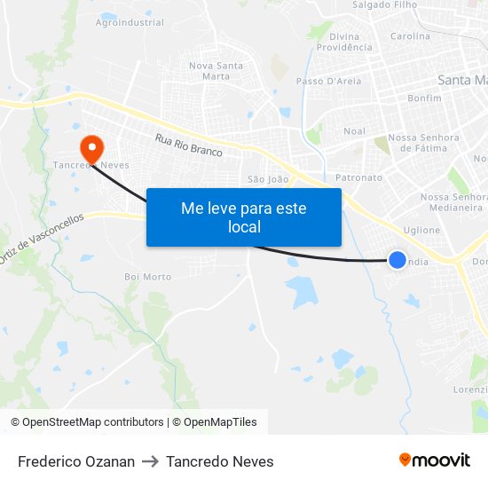 Frederico Ozanan to Tancredo Neves map