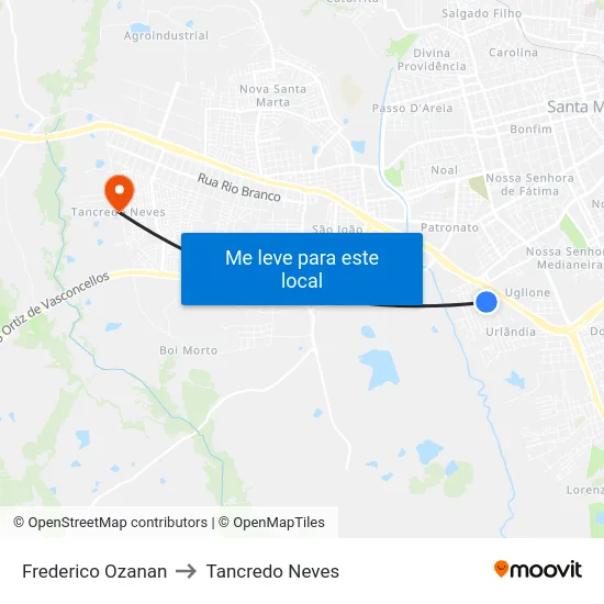 Frederico Ozanan to Tancredo Neves map