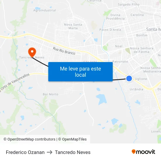 Frederico Ozanan to Tancredo Neves map