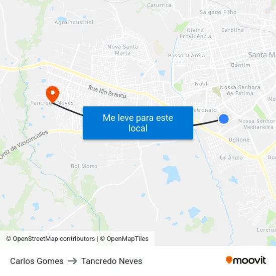 Carlos Gomes to Tancredo Neves map