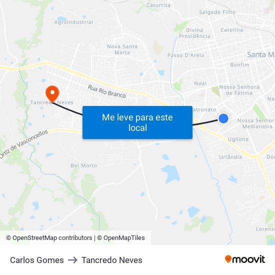 Carlos Gomes to Tancredo Neves map