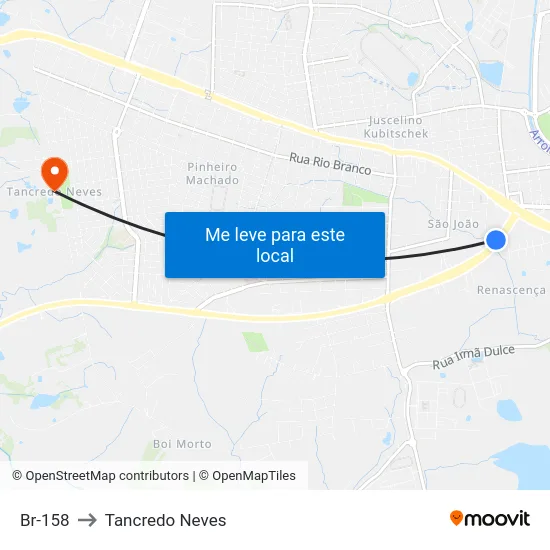 Br-158 to Tancredo Neves map