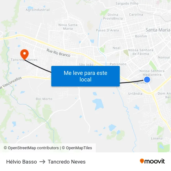 Hélvio Basso to Tancredo Neves map