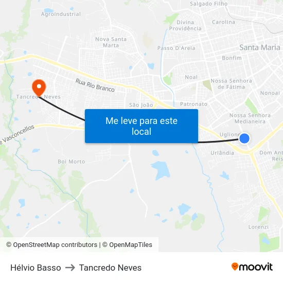 Hélvio Basso to Tancredo Neves map