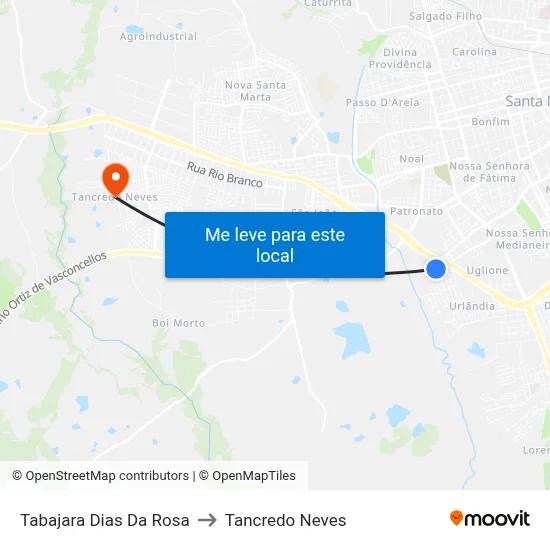 Tabajara Dias Da Rosa to Tancredo Neves map