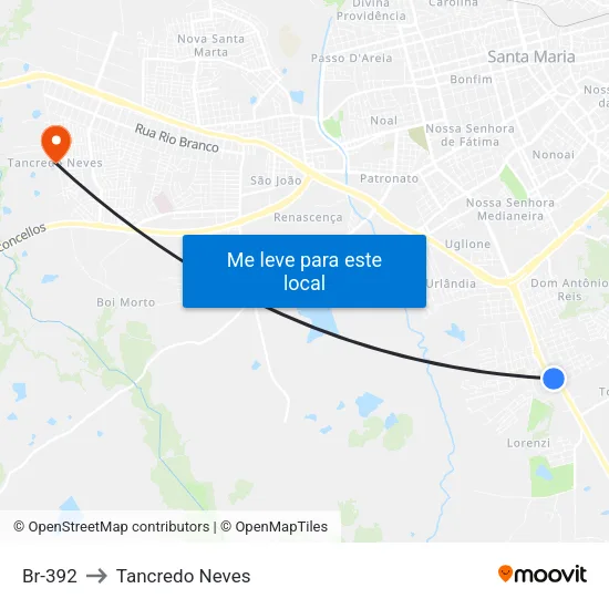 Br-392 to Tancredo Neves map