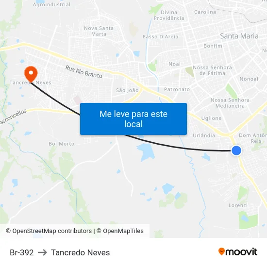 Br-392 to Tancredo Neves map