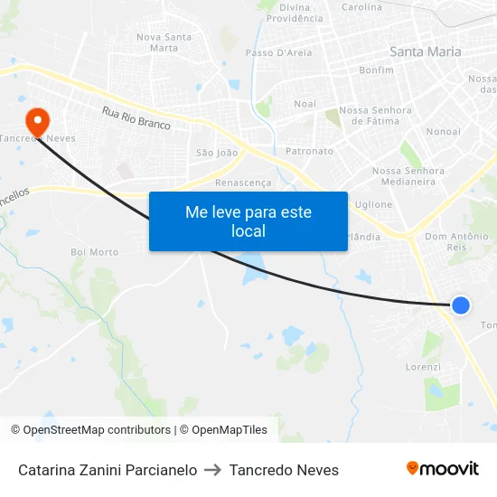 Catarina Zanini Parcianelo to Tancredo Neves map