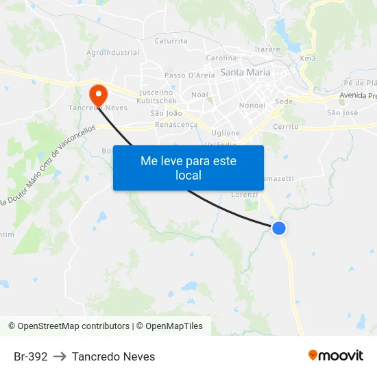 Br-392 to Tancredo Neves map