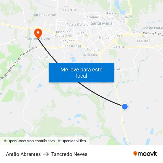 Antão Abrantes to Tancredo Neves map